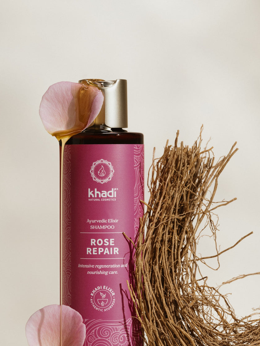 Bild von rose-repaire Haar- und Kopfhautöl, Rückseite von Khadi